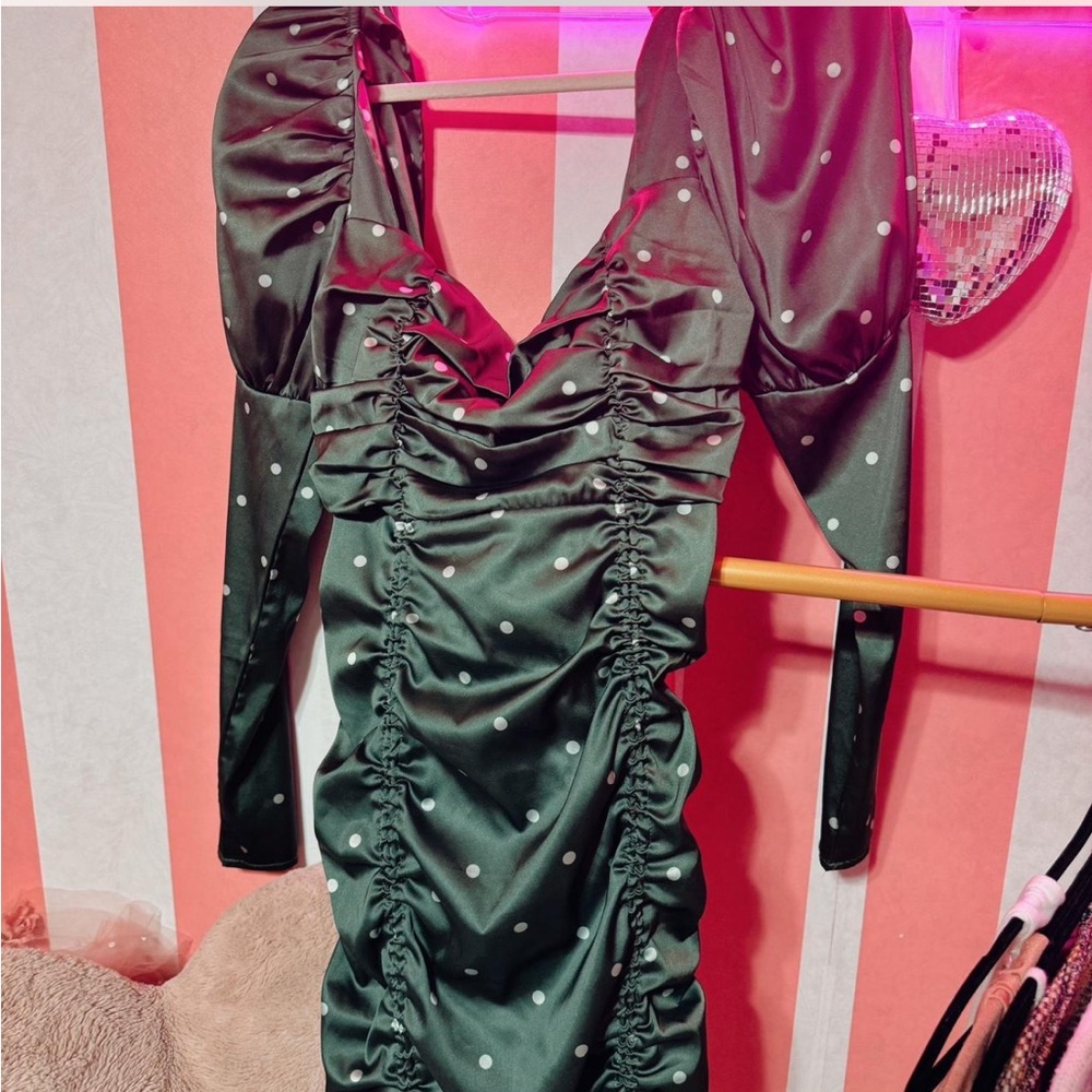 Elegant Green Polka Dot Dress For Love and Lemons Size Small